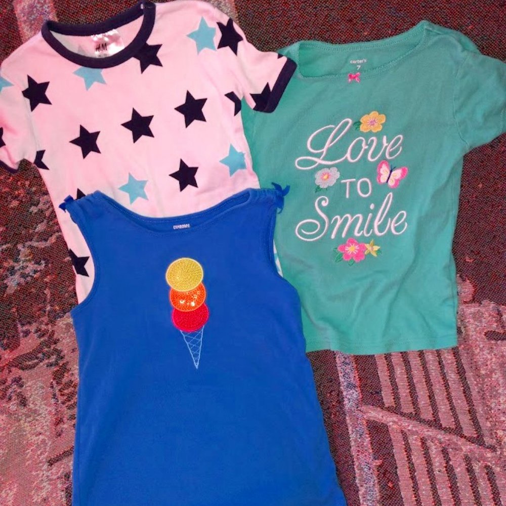 Lot of THREE Size 7 Girl Light Tops